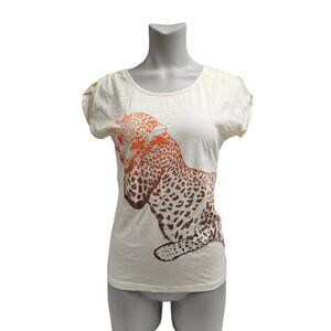 Realitee cheetah printed shirt . fits adult small . made in USA